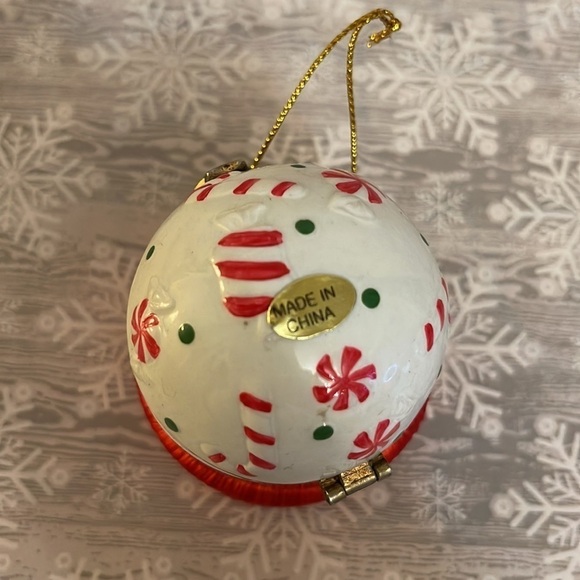 Porcelain Surprise Christmas Ornament Trinket Box Treats Treasures Candy Canes - Picture 4 of 7